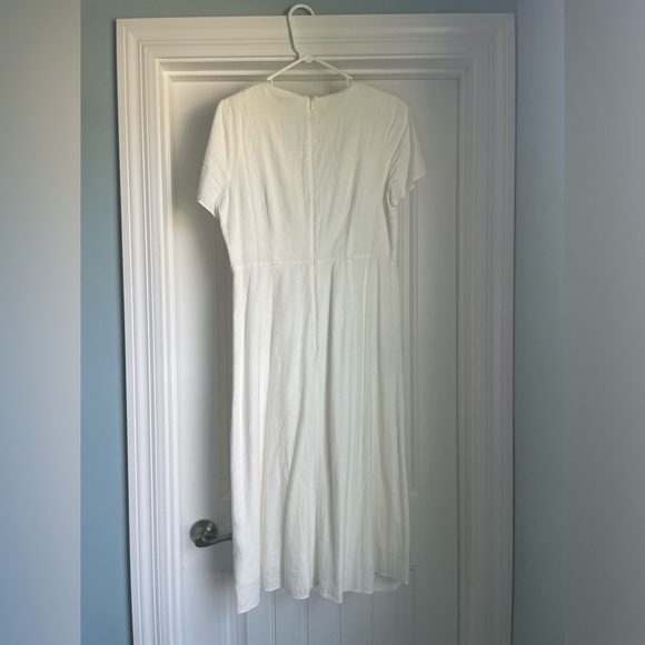 NWT Madewell Linen-Blend Button-Wrap Midi Dress in lighthouse - 8 - Picture 6 of 7